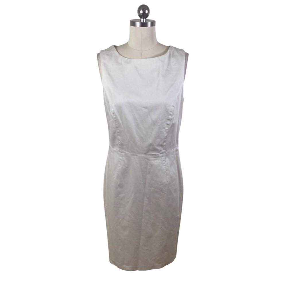346 Brook Brothers Sheath A-Line Dress Womens 8 Cream Minimalist Quiet Luxury